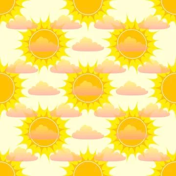 Seamless pattern with sun and clouds イラスト素材