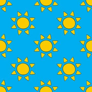Seamless pattern with sun Stock Illustration