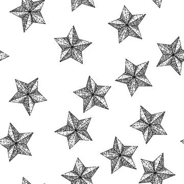 Seamless pattern sun star sketch hand drawn Stock Illustration