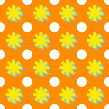 Seamless pattern sun stars on orange background Illustration