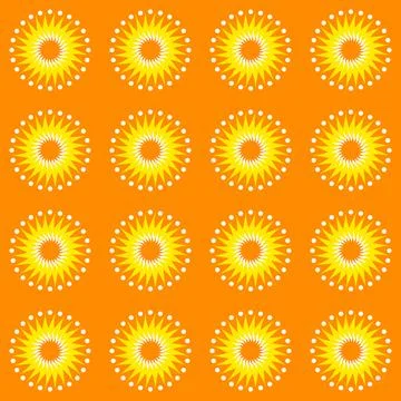 Seamless pattern sun stars on orange background Illustration
