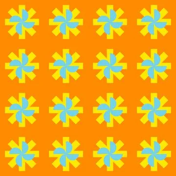 Seamless pattern sun stars on orange background Stock Illustration