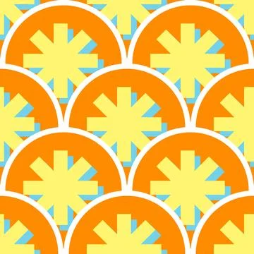 Seamless pattern sun stars on orange background Stock Illustration