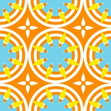 Seamless pattern sun stars on orange background 스톡 일러스트