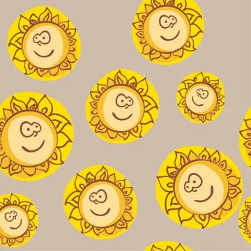 Seamless pattern with A Sun. Vector illustration. Stock Illustration