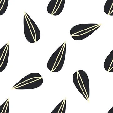 Seamless pattern with sunflower black seeds Stock Illustration