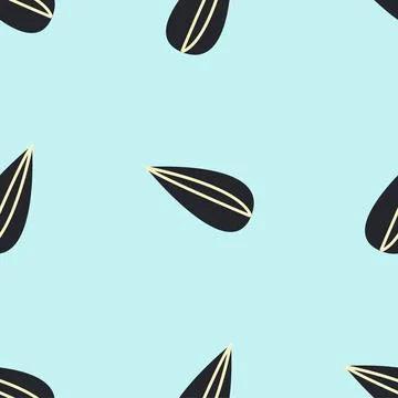 Seamless pattern with sunflower black seeds Stock Illustration