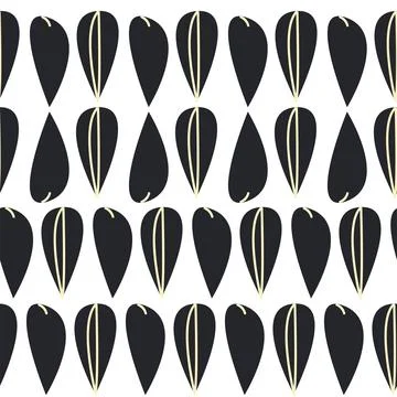 Seamless pattern with sunflower, green leaves and black seeds Illustrazione stock