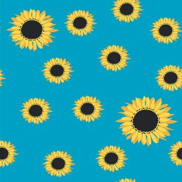 Seamless pattern with sunflower, green leaves and black seeds Stock Illustration