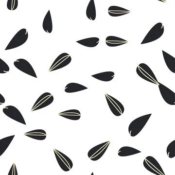Seamless pattern with sunflower, green leaves and black seeds Stock Illustration