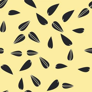 Seamless pattern with sunflower, green leaves and black seeds Illustrazione stock