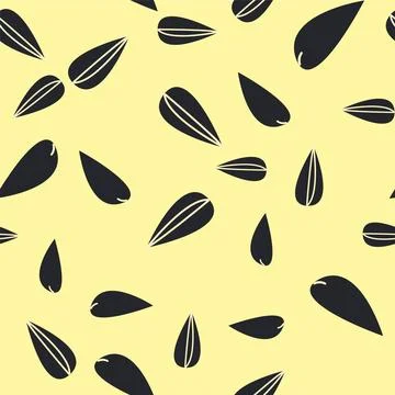 Seamless pattern with sunflower, green leaves and black seeds Illustrazione stock
