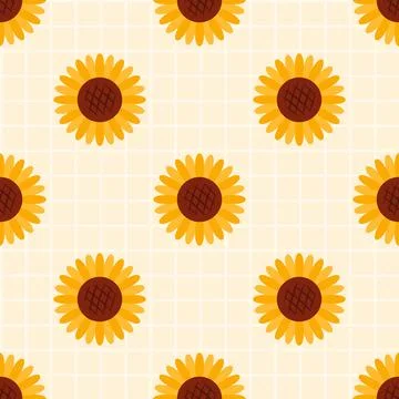 Seamless pattern with sunflowers Botanical background Cottage core illustration Illustrazione stock