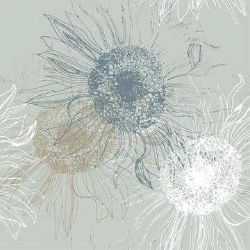 Seamless pattern of sunflowers Stock Illustration