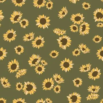 Seamless pattern of sunflowers for wrapping paper, textiles and others. Stock Illustration