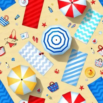 Seamless pattern with sunny day beach Stock Illustration