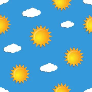 Seamless pattern with suns and clouds イラスト素材