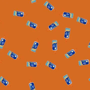 Seamless pattern sunscreen sun cream cartoon vector Stock Illustration