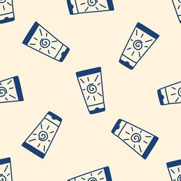 Seamless pattern with sunscreen tubes Stock Illustration