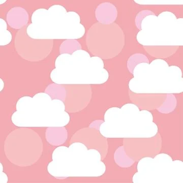 Seamless pattern sunset, sunrise, sky, clouds. pink background. Stock Illustration