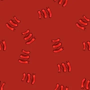 Seamless pattern support red ribbon retro cartoon vector Stock Illustration