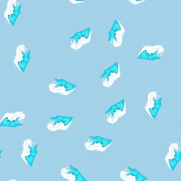 Seamless pattern surf ocean waves cartoon vector Stock Illustration