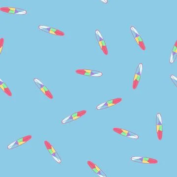 Seamless pattern surf surfboard cartoon vector Stock Illustration