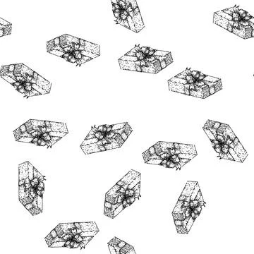Seamless pattern surprise gift box sketch hand drawn Stock Illustration