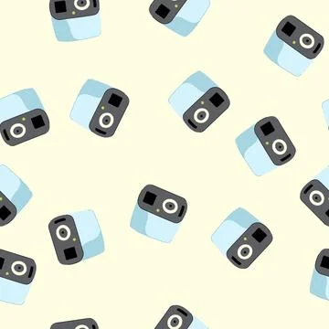 Seamless pattern surveillance security camera cartoon vector Illustrazione stock