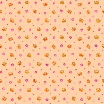 Seamless pattern with sushi and sakura flowers Stock Illustration
