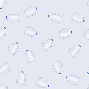 Seamless pattern sustainability milk bottle plastic cartoon vector Stock Illustration