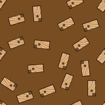 Seamless pattern sustainable phone case wooden cartoon vector Stock Illustration