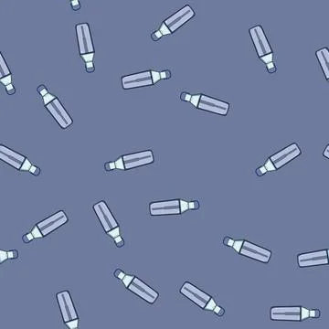 Seamless pattern sustainable water bottle reusable cartoon vector Stock Illustration