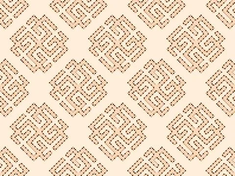 Seamless pattern with Svarozhich is a symbol of the Slavic god in pixel art.. Illustrazione stock