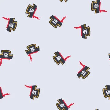 Seamless pattern swashbuckler pirate hat cartoon vector Stock Illustration
