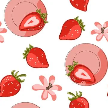 Seamless pattern, swatch, background. Various vintage hand-drawn food illustr Stock Illustration