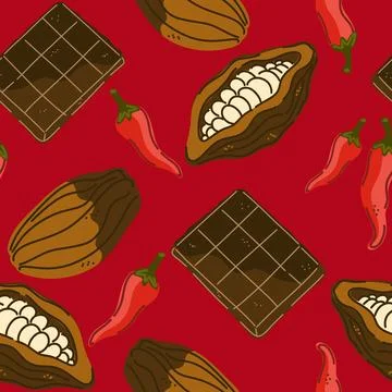 Seamless pattern, swatch, background. Various vintage hand-drawn food illustr Stock Illustration
