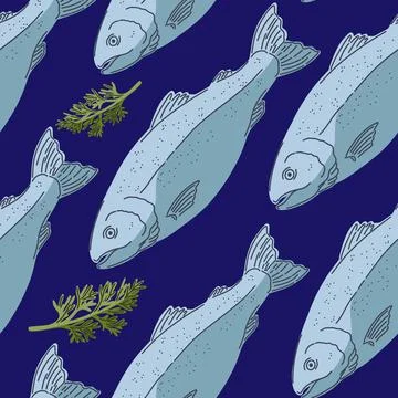 Seamless pattern, swatch, background. Various vintage hand-drawn food illustr Stock Illustration