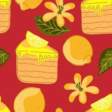 Seamless pattern, swatch, background. Various vintage hand-drawn food illustr Stock Illustration