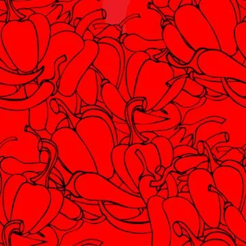 Seamless pattern with Sweet and hot peppers, bell peppers on a w Stock Illustration