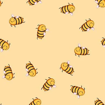 Seamless pattern sweet bee character cartoon vector イラスト素材