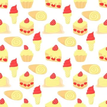 A seamless pattern of sweet cake illustrations イラスト素材