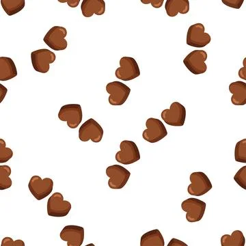 Seamless pattern with sweet chocolate hearts on a white background. Stock Illustration
