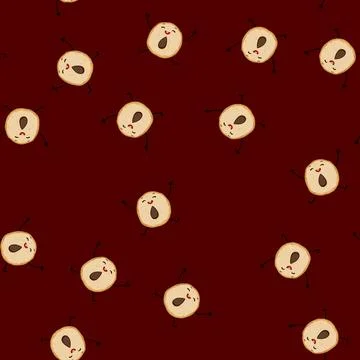 Seamless pattern sweet dessert character cartoon vector Stock Illustration