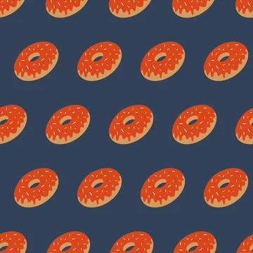 Seamless pattern, sweet dessert donut with glaze, design for textile packagin Stock Illustration