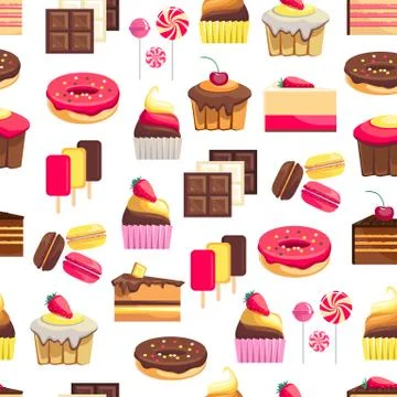 Seamless pattern with sweet dessert objects Stock Illustration