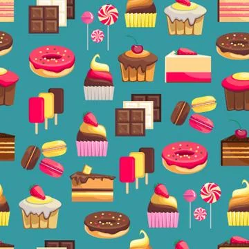 Seamless pattern with sweet dessert objects イラスト素材