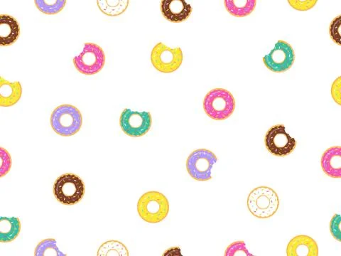 Seamless pattern sweet donuts white background. Stock Illustration