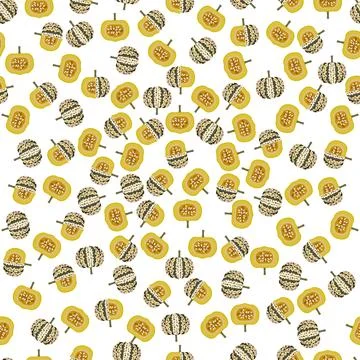 Seamless pattern with Sweet Dumpling squash. Winter squash. Flat style イラスト素材