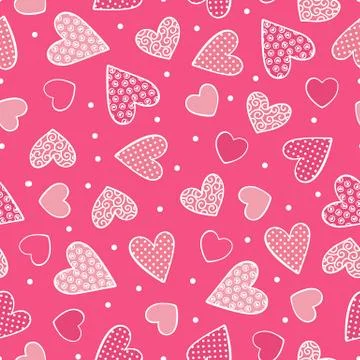 Seamless pattern with sweet hearts and dots. Vector repeating textureCan be u Stock Illustration